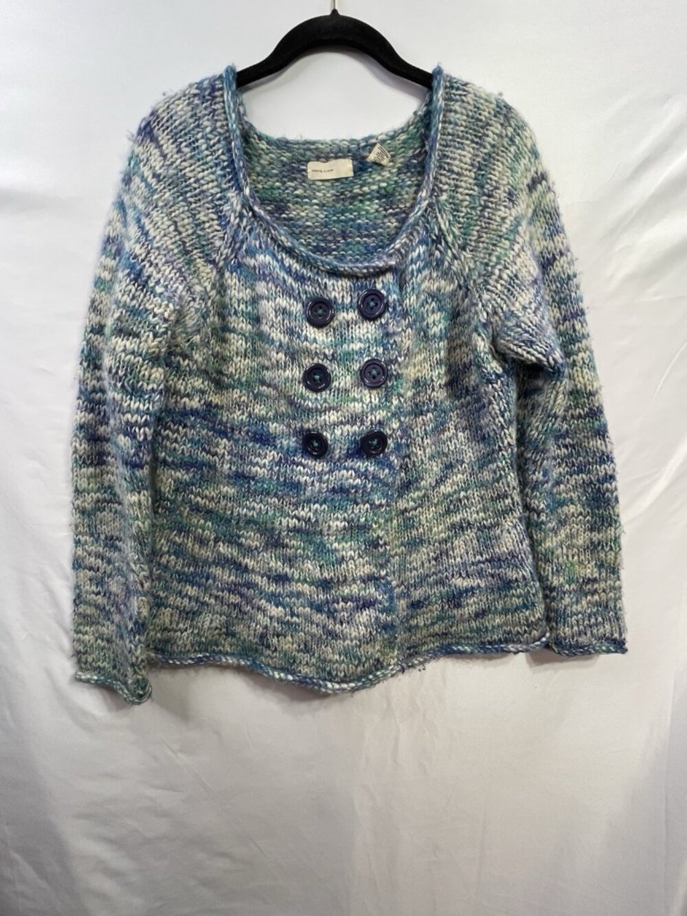 Anthropologie Sweater Women’s Large Blue Sleeping On Snow Wool Chunky Knit